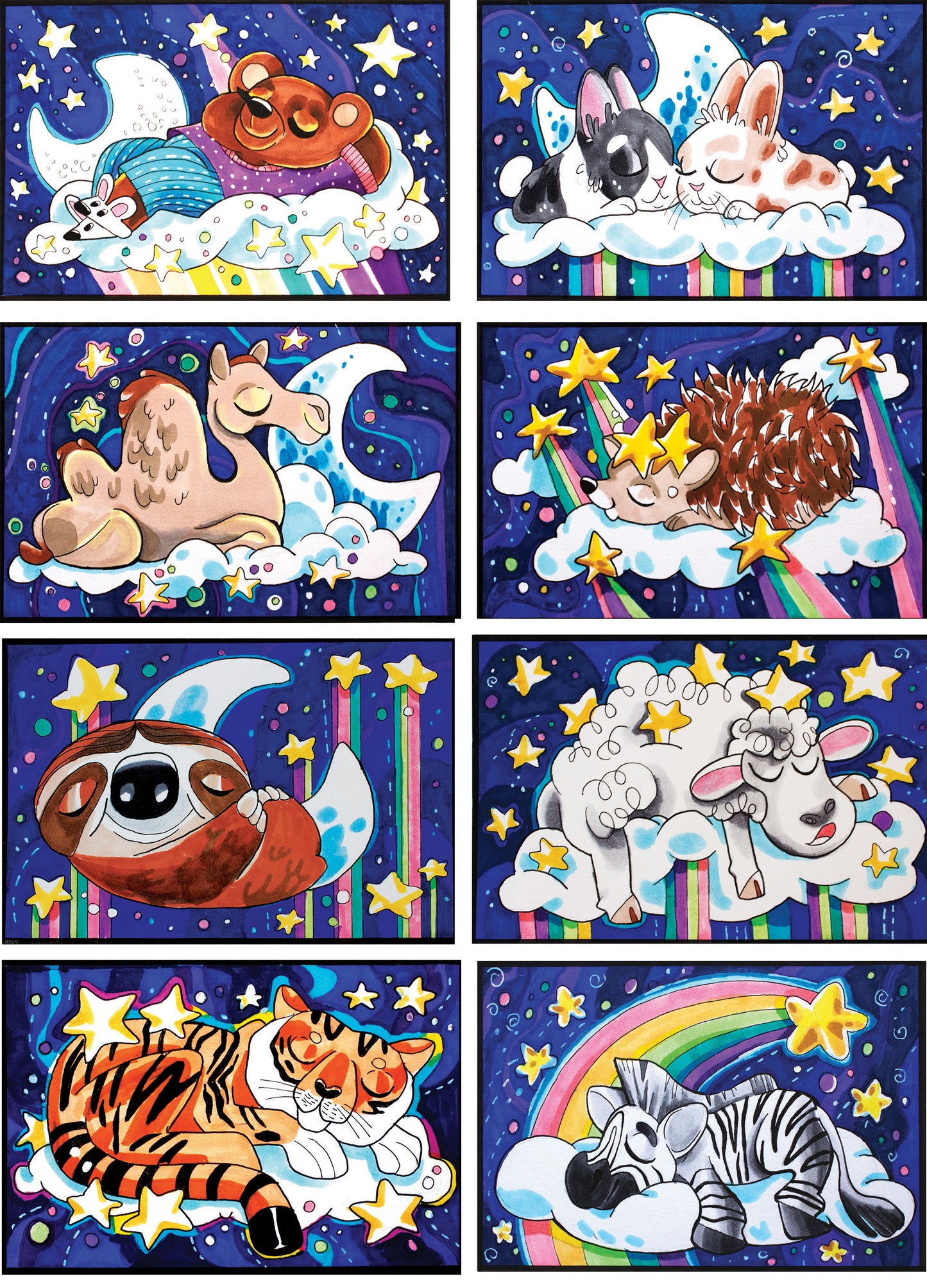 Sleepy Animals Art Print Set — Cozy Dreams for Little Walls