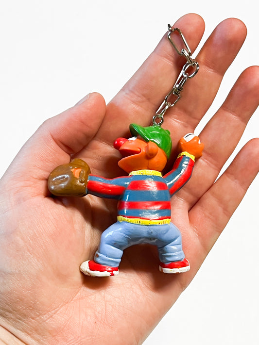 Upcycled Baseball Fan-Inspired Keychain – Handmade Eco-Friendly Character Charm