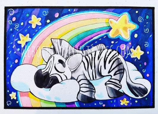 Sleepy Zebra Art Print