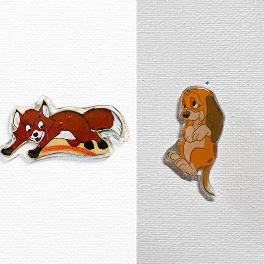 Woodland Friends Pin Bundle | Handmade Fox & Dog Pins | Upcycled Book Art Accessory