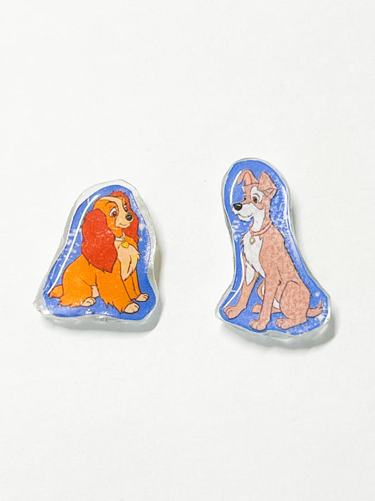 Handmade UV Resin Pin Set | Two Dogs in Love | Romantic Canine Pin Duo