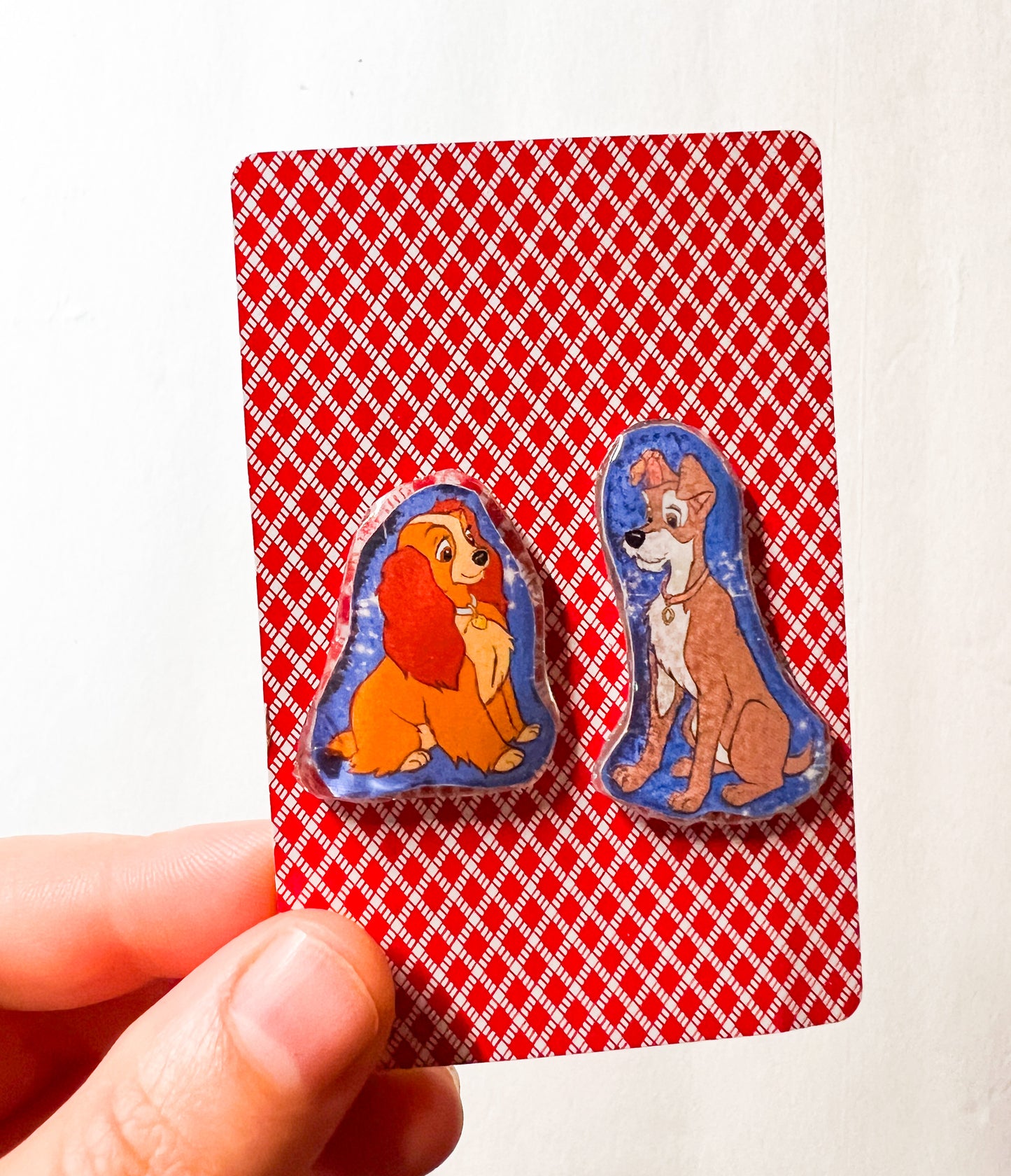 Handmade UV Resin Pin Set | Two Dogs in Love | Romantic Canine Pin Duo