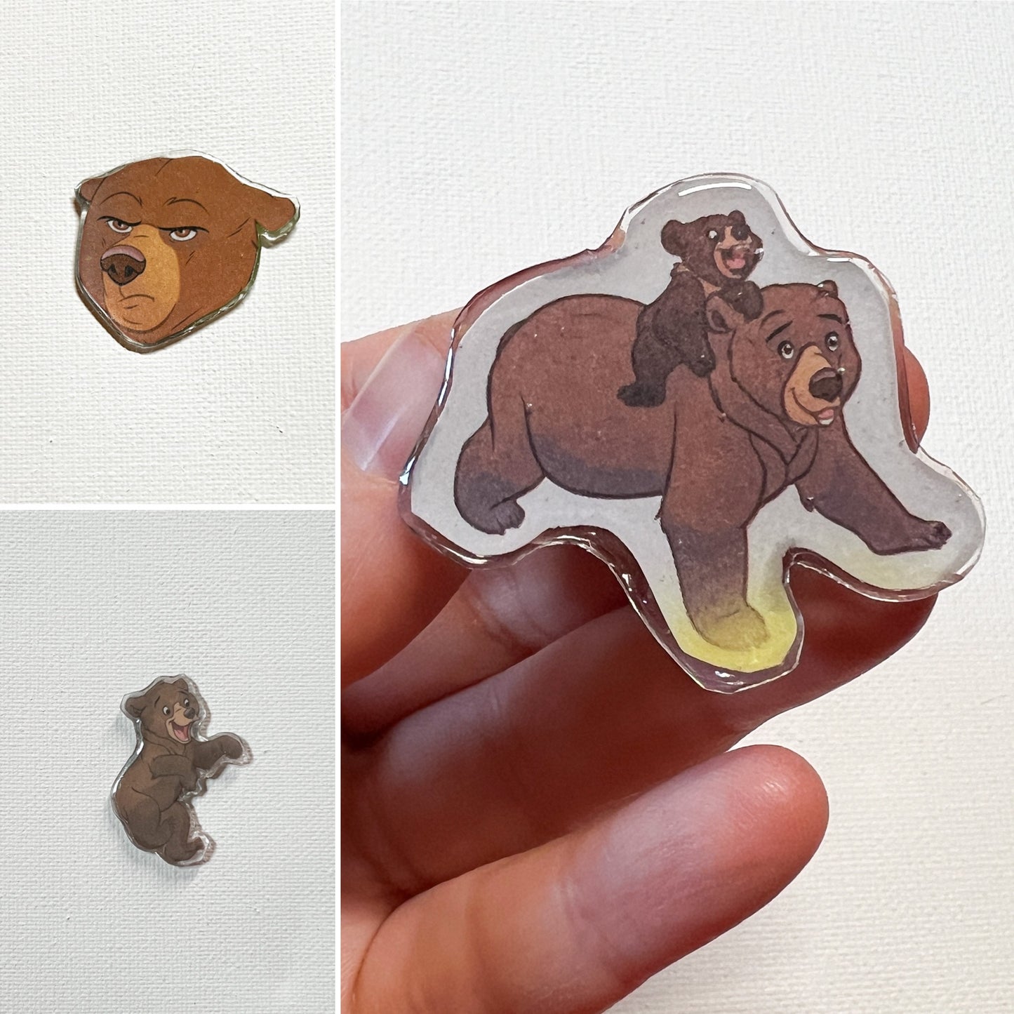 Bear Pin Bundle | Handmade Upcycled Book Art Pins | Woodland Animal Accessory