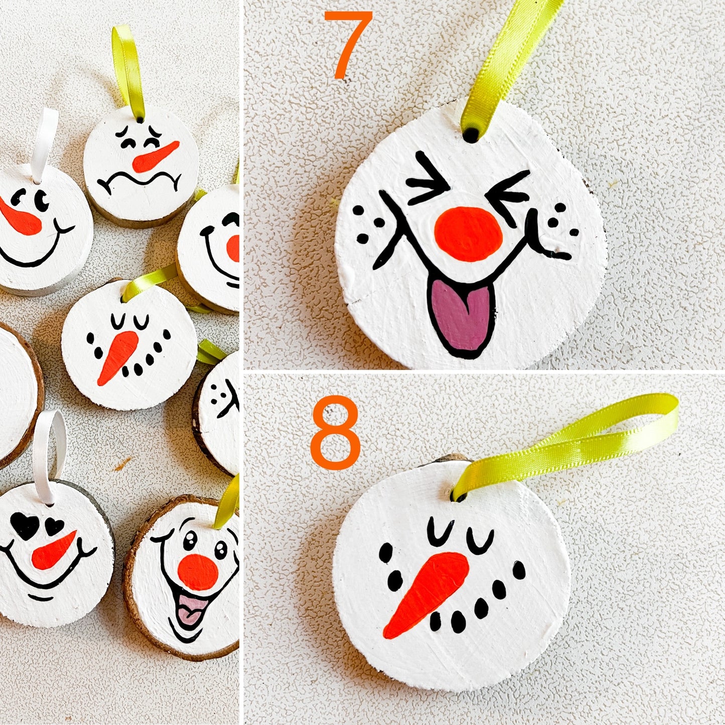 Snowman Hand Painted Christmas Ornaments (Verison 7-8)