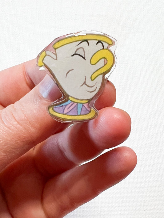 Tea Cup Pin | Handmade Upcycled Book Art Pin | Cottagecore Accessory for Pin Collectors