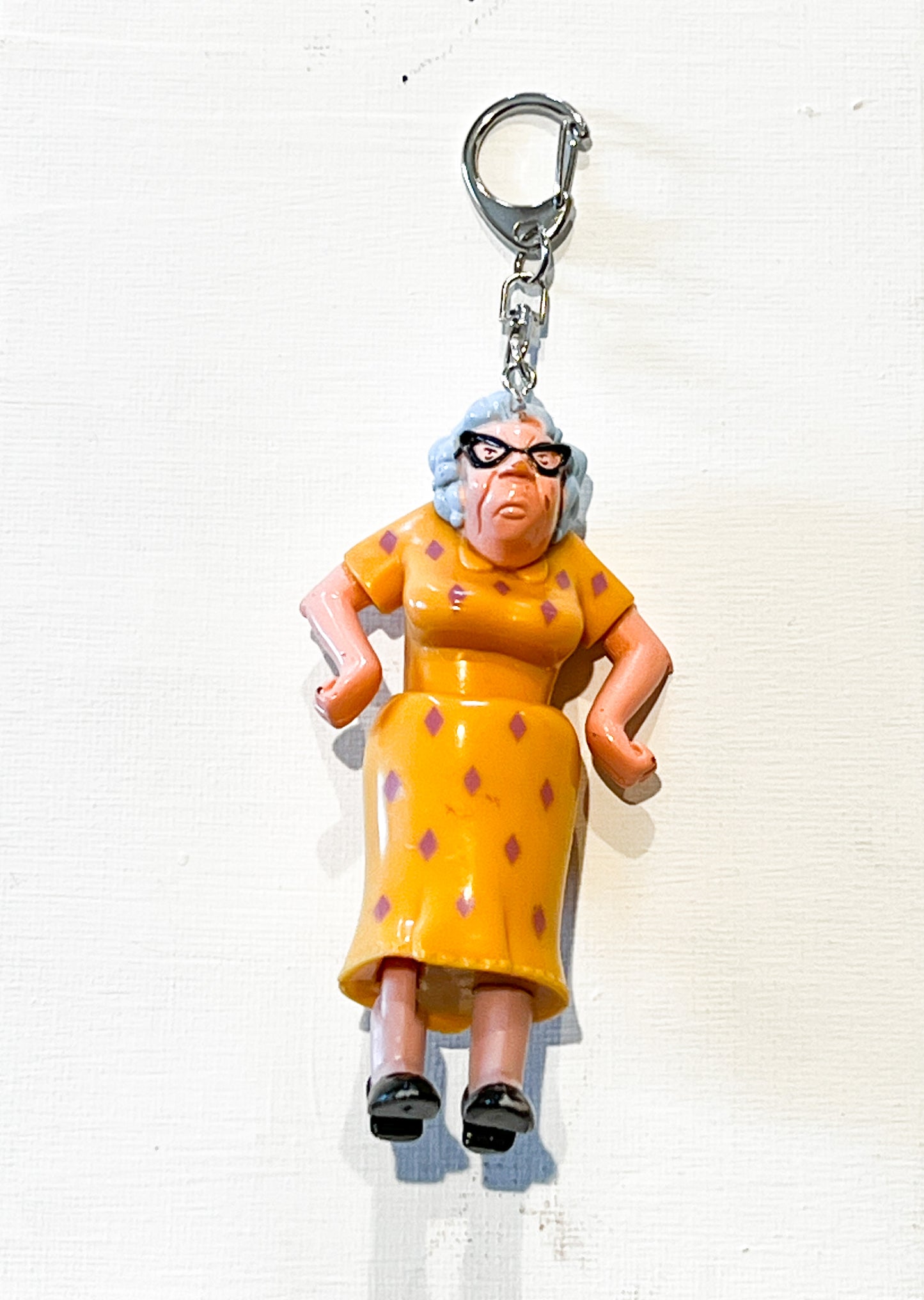 Upcycled Grumpy Teacher Keychain – Cartoon-Inspired Character Charm