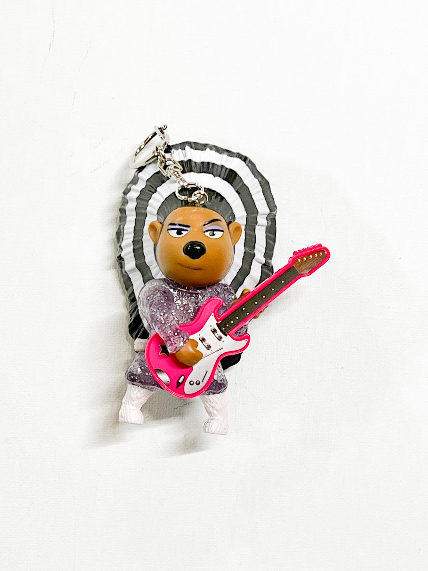 Punk Rock Porcupine Musician Upcycled Toy Keychain