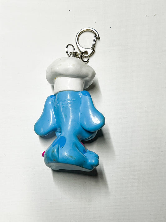 Upcycled Blue Puppy Keychain / Bag Charm