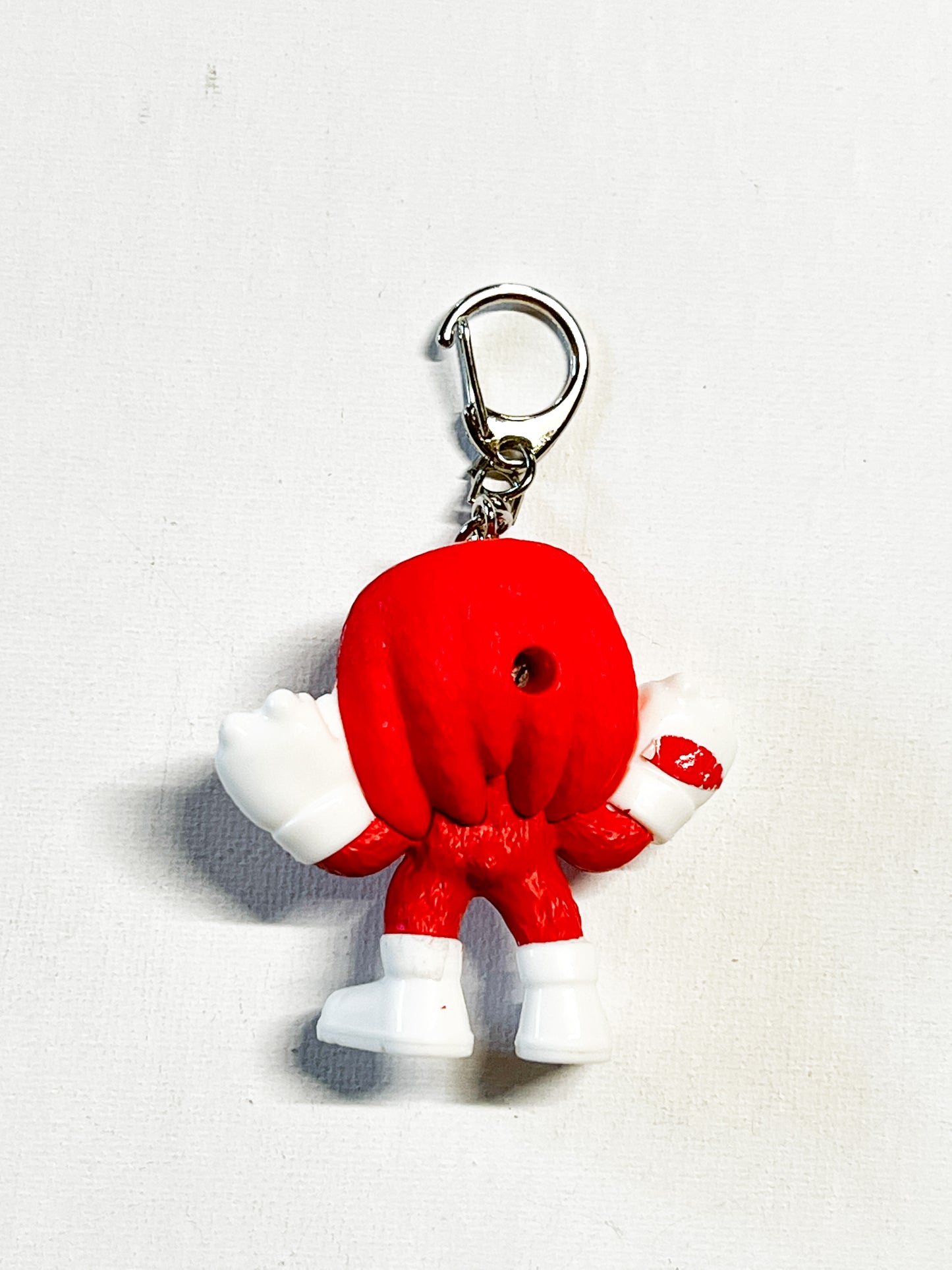 Upcycled Red Hero Keychain – Playful Bag Charm