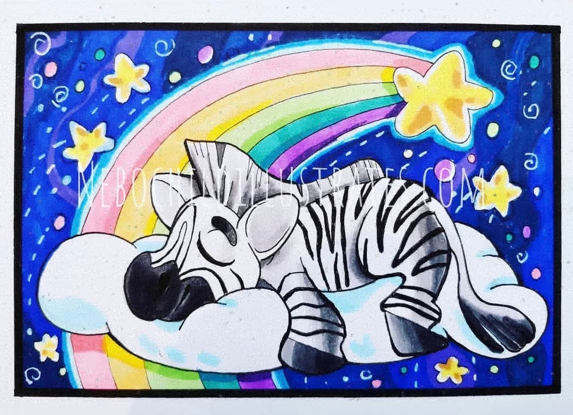 Sleepy Zebra Art Print
