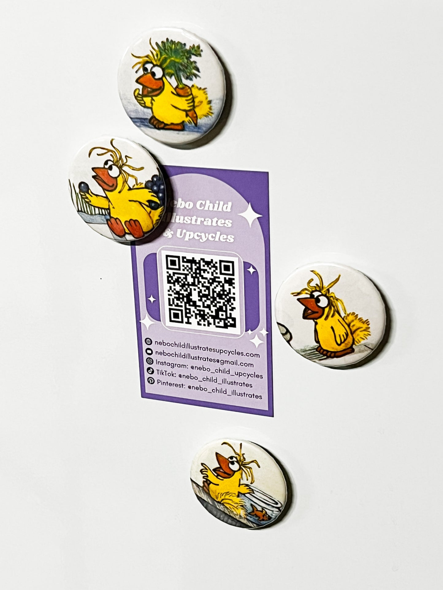 Upcycled Yellow Bird Fridge Magnets Set of 4 | Handmade | Nebo Child