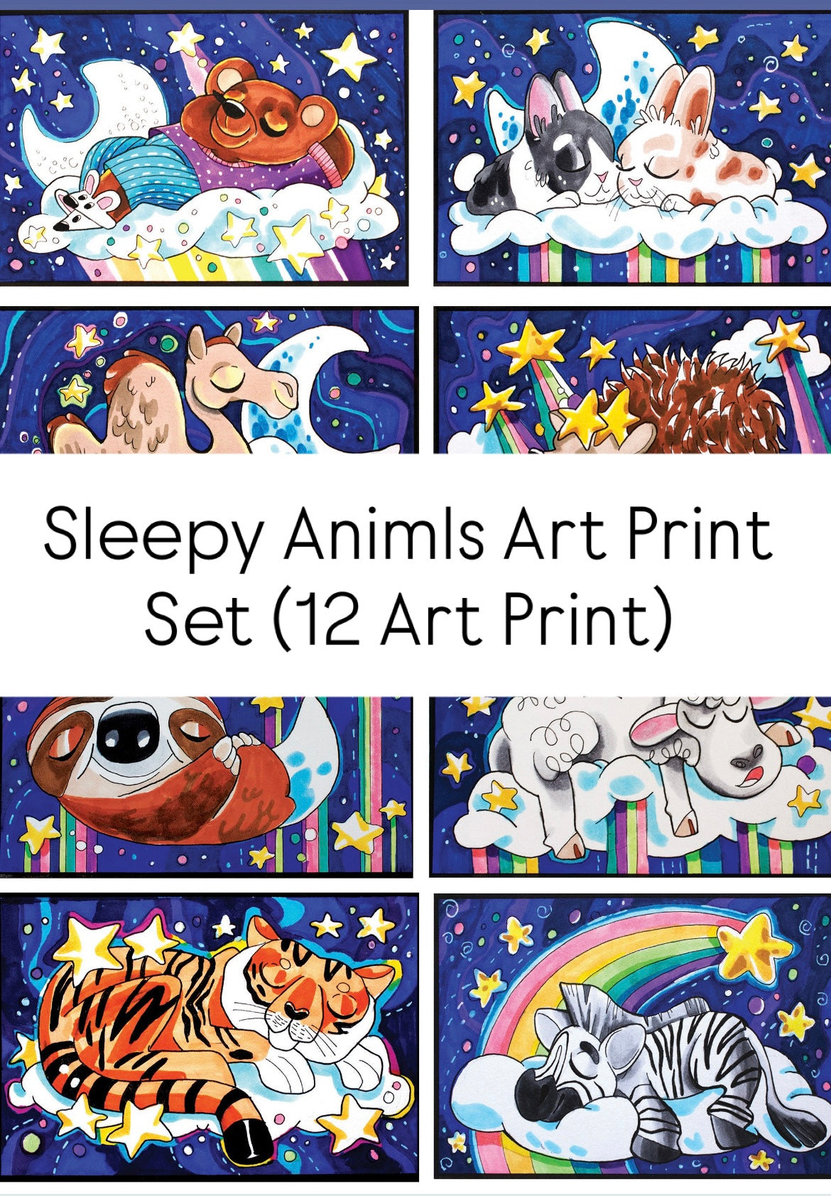 Sleepy Animals Art Print Set — Cozy Dreams for Little Walls