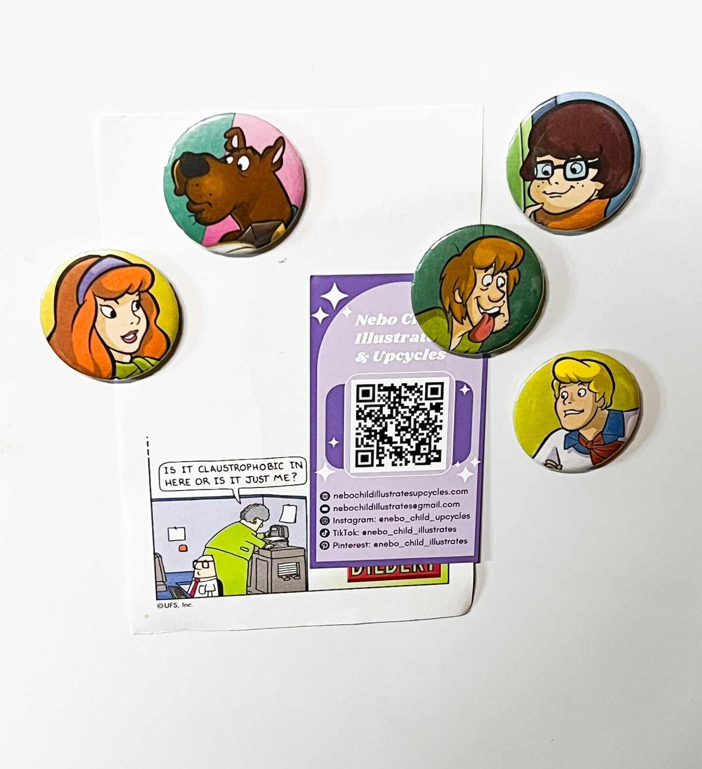 Mystery Gang Fridge Magnet Set – Handmade Upcycled Magnets (Set of 5)
