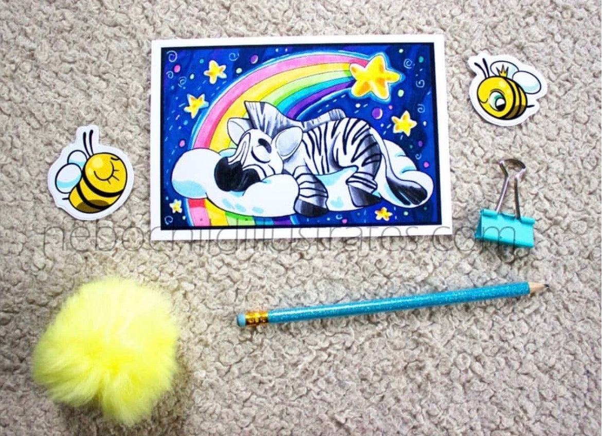 Sleepy Zebra Art Print