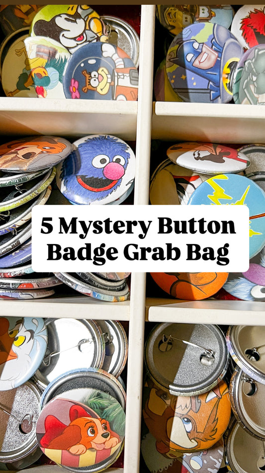 5 Button Badge Mystery Grab Bag | Handmade Upcycled Pins – Nebo Child