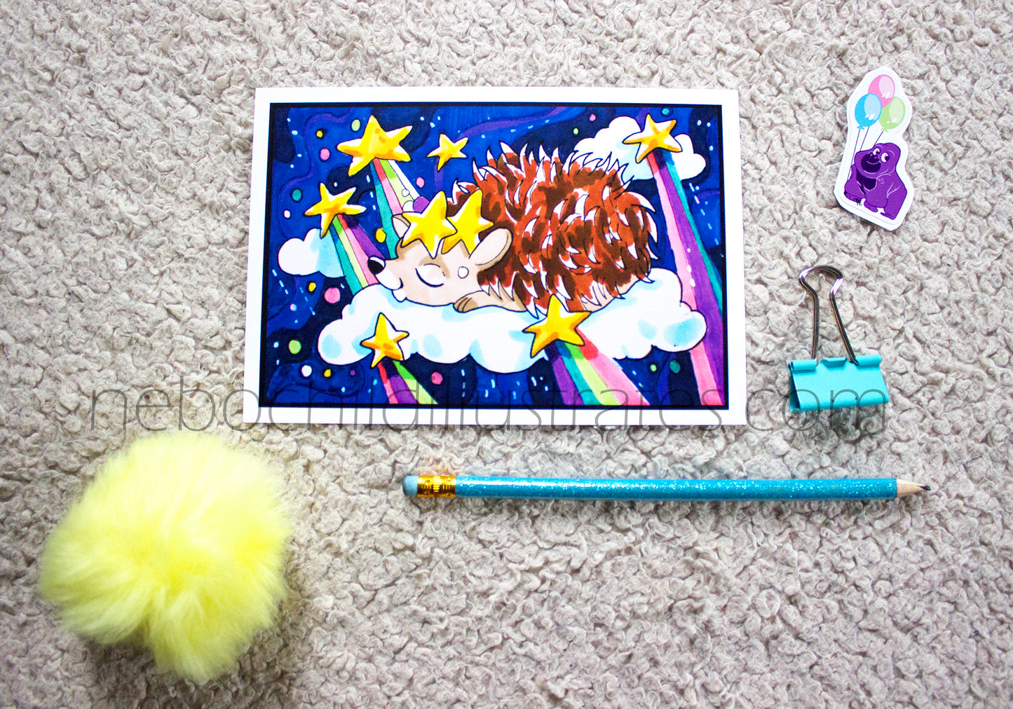 Sleepy Hedgehog Art Print